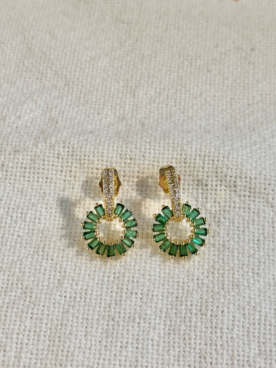 Jewelry - NEW! Gold Plated Green Crystal Earrings - Women Jewelry